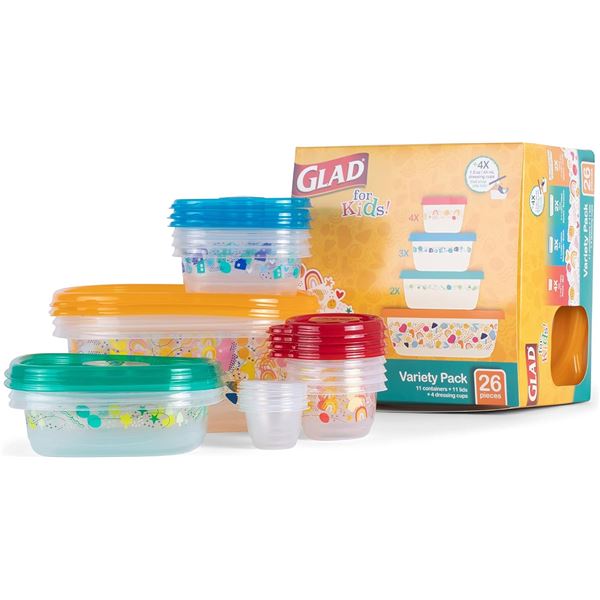 NEW UNPACKED GLAD FOR KIDS FOOD STORAGE CONTAINERS