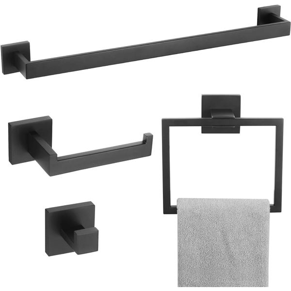 NEW OPENED BATH TOWEL BAR SET MATTE BLACK