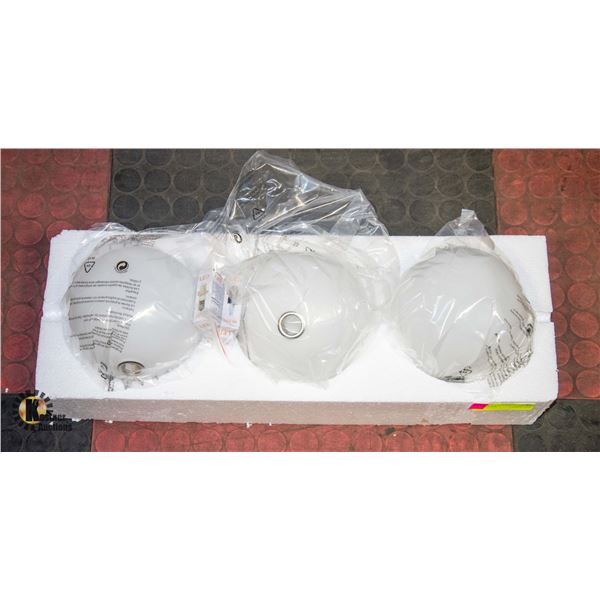 3 NEW ROUND LIGHT GLOBES AND 3 LED BULBS