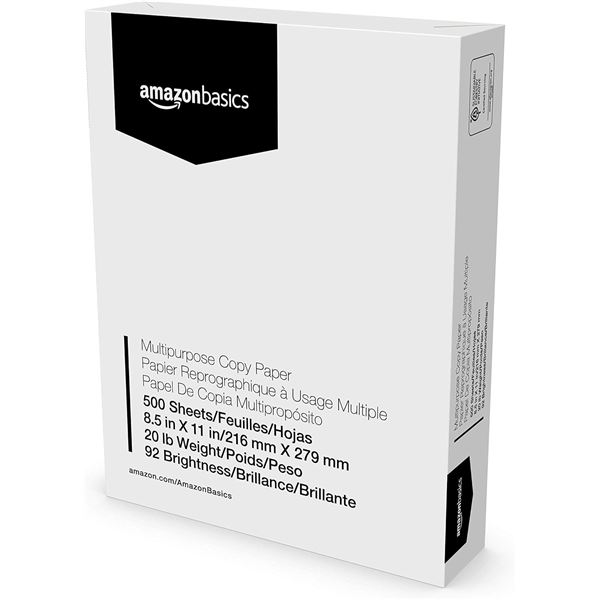 AMAZON BASICS MULTIPURPOSE COPY PAPER 500 SHEETS