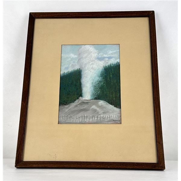 HH Beck Old Faithful Yellowstone Park Pastel