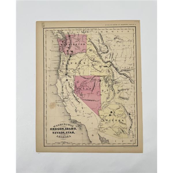 1870 McNally's Washington Oregon Idaho Map