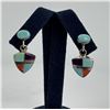 Image 1 : Zuni Inlaid Sterling Silver Turquoise Earrings