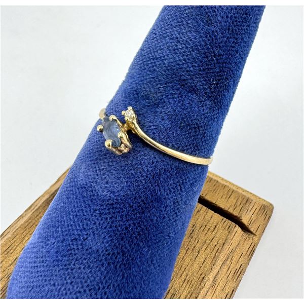 14K Gold Diamond Montana Sapphire Ring