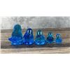 Image 3 : Collection of Leo Ward Signed Blue Glass Birds