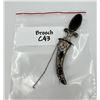 Image 3 : Sterling Silver Dagger Brooch With Carved Onyx