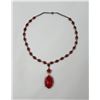 Image 2 : Art Deco Red Glass Flapper Necklace