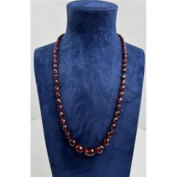 Art Deco Faceted Baltic Amber Bead Necklace