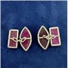 Image 2 : Natural Ruby Sterling Silver Cufflinks