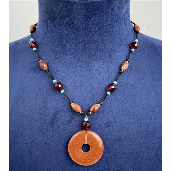 Goldstone Donut Necklace