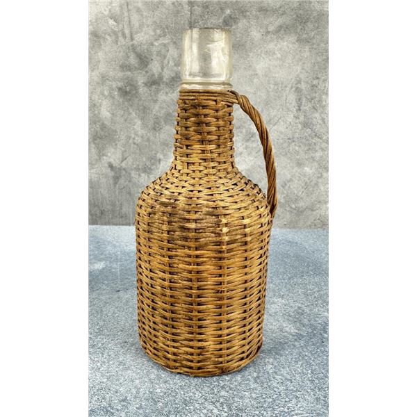 Antique Wicker Wrapped Demijohn Bottle