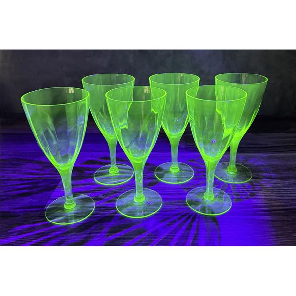 Depression Era Uranium Glass Wine Goblets