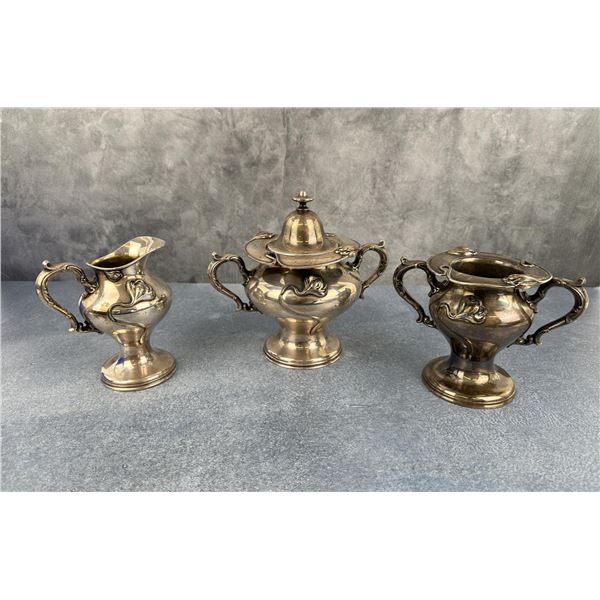 Victorian Victor Silver Plate Condiment Set