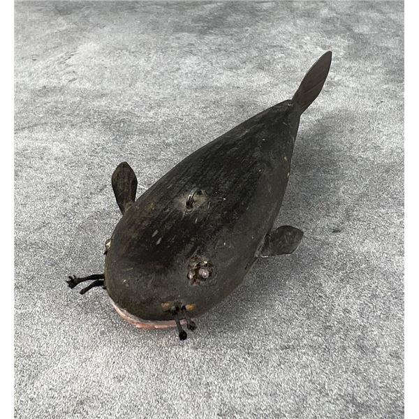 Folk Art Wood Catfish Fish Spearing Decoy