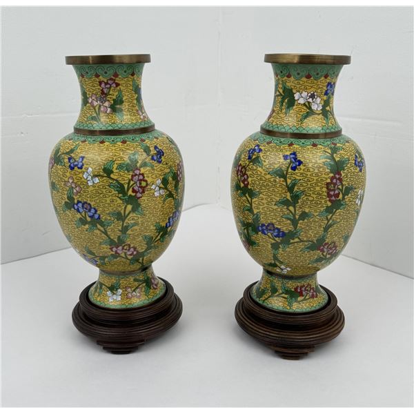 Pair of Chinese Cloisonne Vases