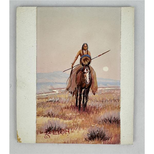 Dustin L Lyon Indian Warrior Gouache Painting