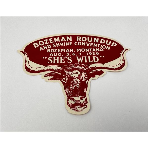 1926 Bozeman Montana Roundup Luggage Sticker