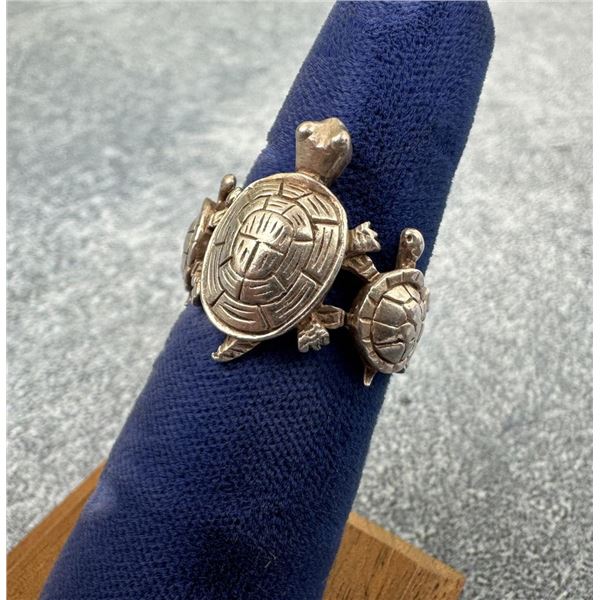 Sterling Silver Turtle Kachua Ring