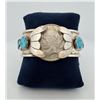 Image 1 : Navajo Sterling Turquoise Peace Dollar Bracelet