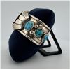 Image 2 : Navajo Sterling Turquoise Peace Dollar Bracelet