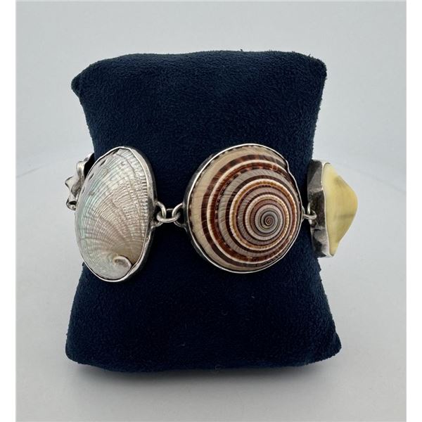 Taxco Mexico Sterling Silver Sea Shell Bracelet