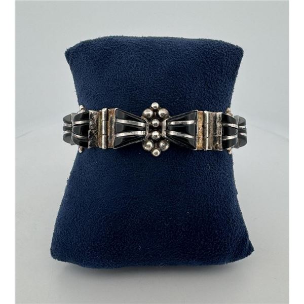 Diaz Santoyo Taxco Mexico Sterling Onyx Bracelet