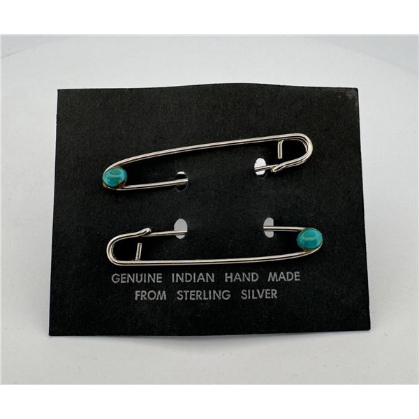 Navajo Sterling Silver Turquoise Bobby Pins