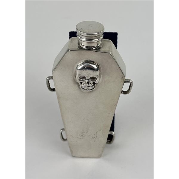 English Pewter Skull Coffin Flask