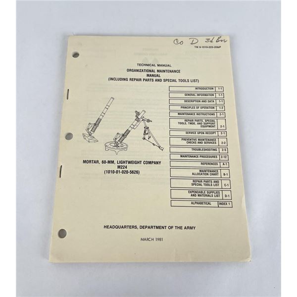 TM 9-1010-223-20 Mortar 60 MM Lightweight M224