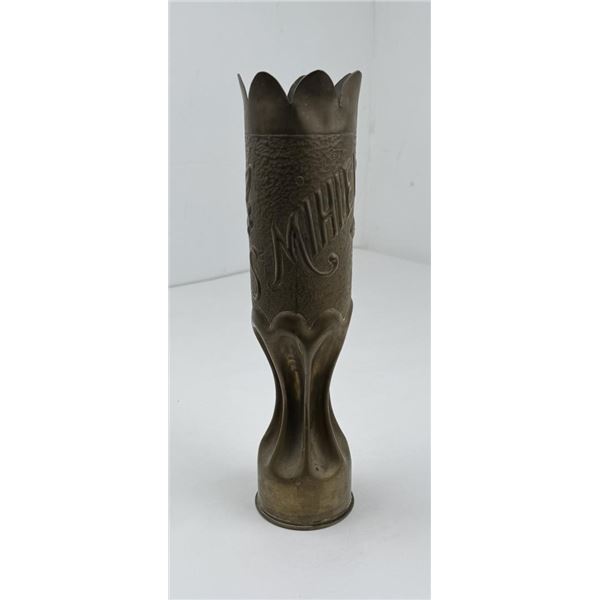 1918 Trench Art Shell Vase French St Mihiel