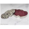 Image 3 : Lot of 2 Heart Shaped Trinket Box - Silver Plate with Contents