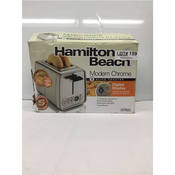 HAMILTON BEACH MODERN CHROME 2 SLICE TOASTER