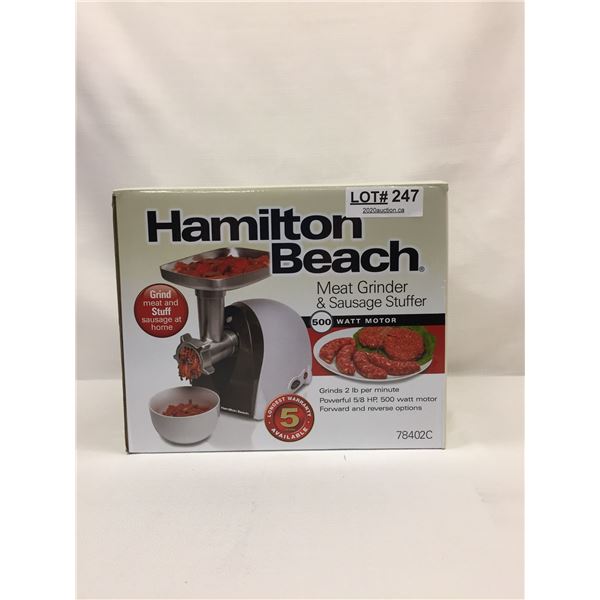 HAMILTON BEACH MEAT GRINDER AND SAUSAGE STUFFER