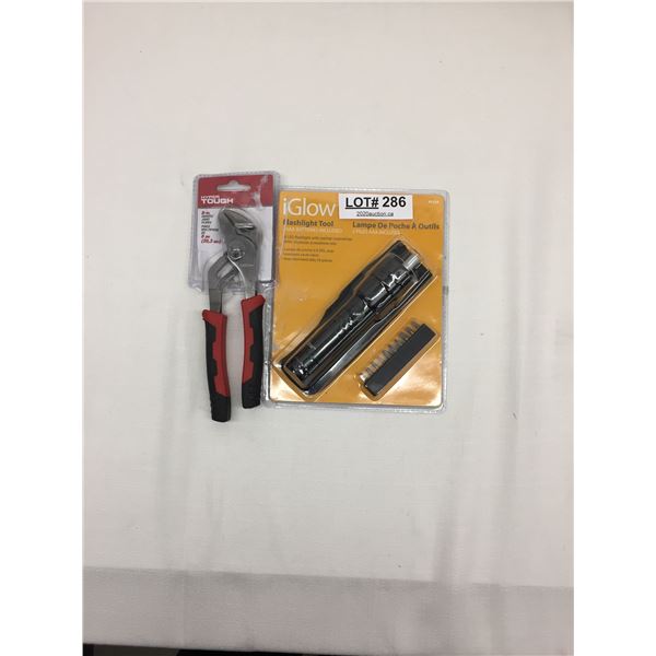 HYPERTOUGH GROOVE JOINT PLIERS + FLASHLIGHT TOOL