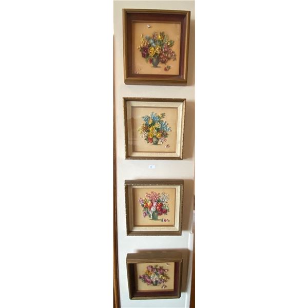 Set Of 3D Floral Paintings
