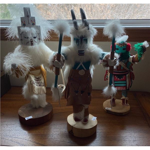 Three Hand Made Indigenous Statues