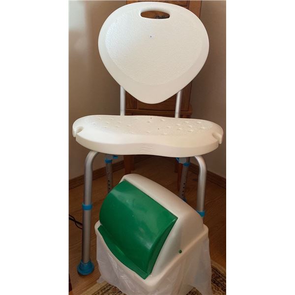 Adjustable Shower Chair And Garbage Can