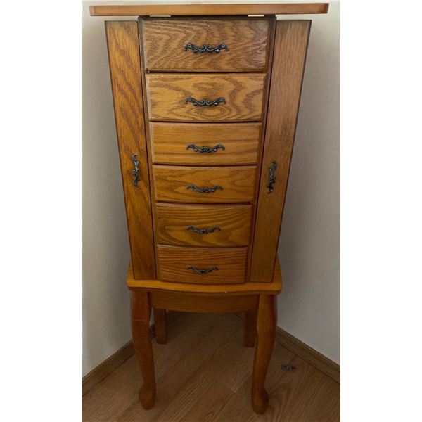 Vintage Free Standing Wooden Jewelry Box14L x 10W x 38T