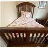 Image 2 : Single Wooden Bed Frame With Box Spring  Mattress And Bedding