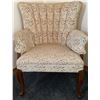 Image 1 : Vintage Upholstered Chair With Wooden Base 27L x 30W x 38T And Sleeves