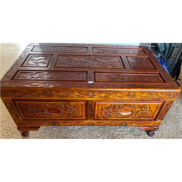  Hand Carved Coffee Table With Drawers 35L x 22W x 16T