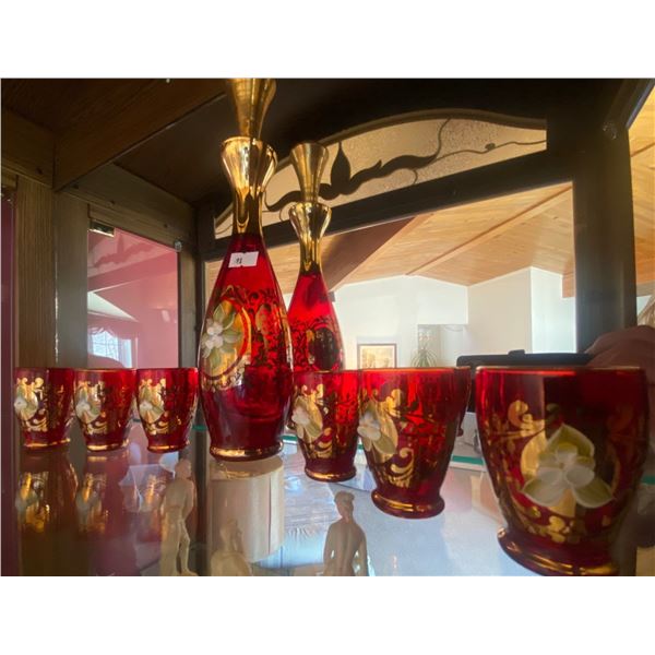 Hand Blown Glass Italian Decanter Set