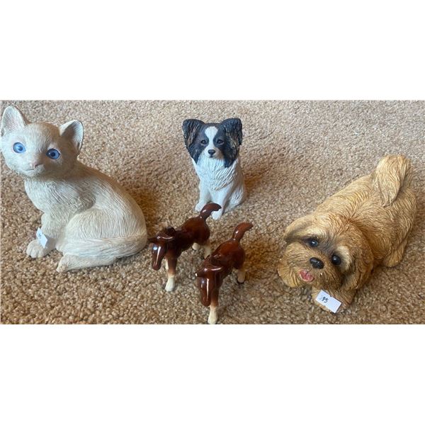 Collection Of Decorative Animal statues Dog,Cat ,Beswick Horses