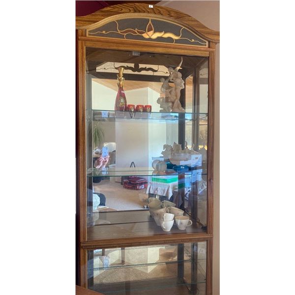 Wooden Mirror Lined China Cabinet 30L x 13W x 76T ( Contents Not Included)