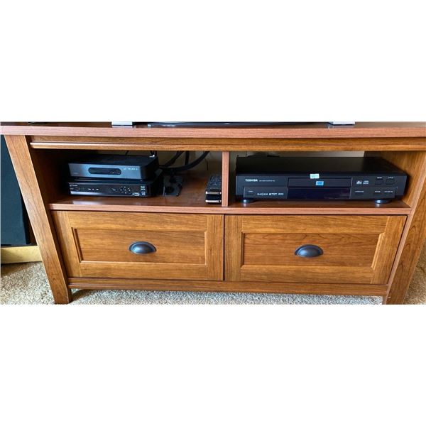 Sauder Stereo Stand 24L x  18W x 47T And TV Stand With Drawers 44L x 19W x 21T