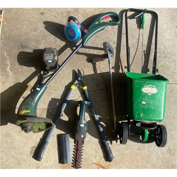 Yardworks Weed Wacker With Battery And Garden Club Rolling Cart