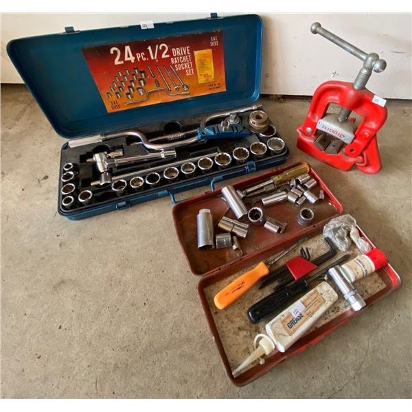 Rigid Mini Bench Vice And 24 Piece Socket Set In Case And More