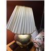 Image 2 : Set Of Vintage Brass Lamps With Wavy Shades 17W x 29. (Tested and Works)