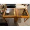 Image 1 : Set Of Glass Topped wood End Tables 22L x 19W x H19