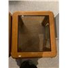 Image 2 : Set Of Glass Topped wood End Tables 22L x 19W x H19